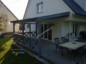 Zadaszenie, tarasu, z drewna klejonego,"LW" z płotkiem